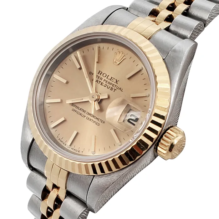 Rolex LadyDatejust 26 mm Champagne Stick Dial Two Tone Watch HarryChadEntcom Rings