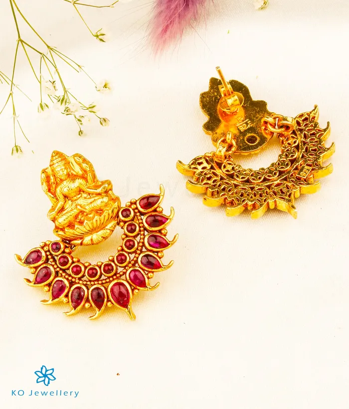 Silversmith Earrings The Shreeja Silver Kempu Lakshmi Earrings