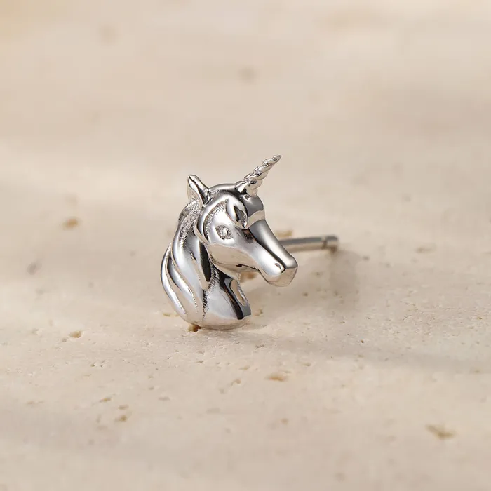 Unicorn Stud Earring Sterling Silver Hey Happiness Earrings Unicorn Stud Earring Sterling Silver Hey Happiness Earrings