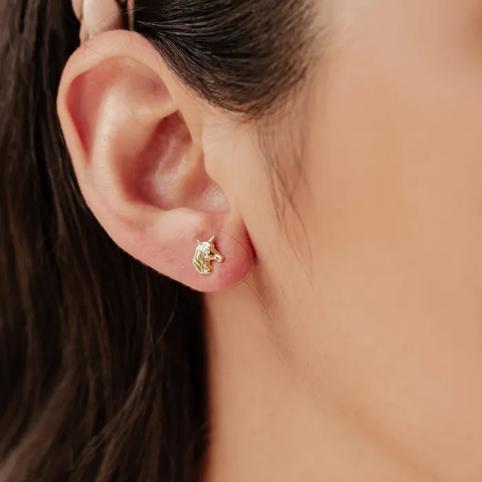 Unicorn Stud Earring Sterling Silver Hey Happiness Earrings Unicorn Stud Earring Sterling Silver Hey Happiness Earrings