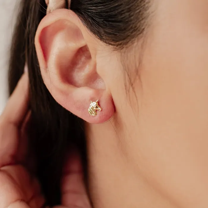 Unicorn Stud Earring Sterling Silver Hey Happiness Earrings Unicorn Stud Earring Sterling Silver Hey Happiness Earrings