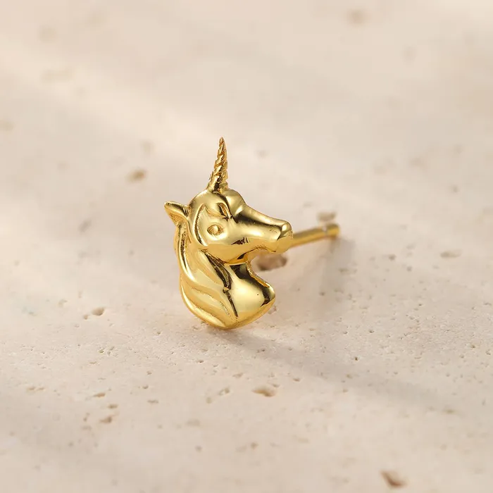 Unicorn Stud Earring Sterling Silver Hey Happiness Earrings Unicorn Stud Earring Sterling Silver Hey Happiness Earrings