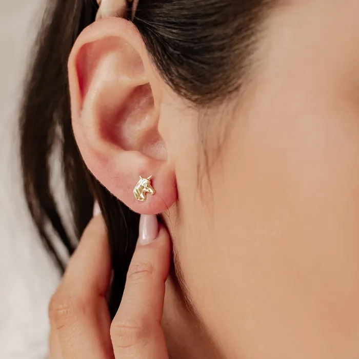 Unicorn Stud Earring Sterling Silver Hey Happiness Earrings Unicorn Stud Earring Sterling Silver Hey Happiness Earrings