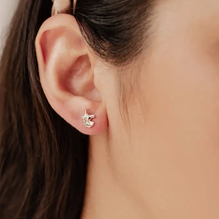 Unicorn Stud Earring Sterling Silver Hey Happiness Earrings Unicorn Stud Earring Sterling Silver Hey Happiness Earrings