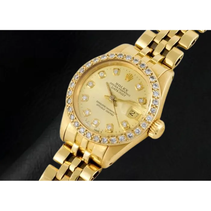 Watches HarryChadEntcom Rolex Datejust 26 mm Champagne Diamond Dial President Watch Yellow Gold