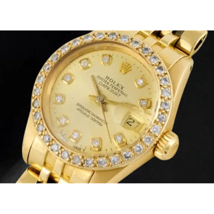 Watches HarryChadEntcom Rolex Datejust 26 mm Champagne Diamond Dial President Watch Yellow Gold