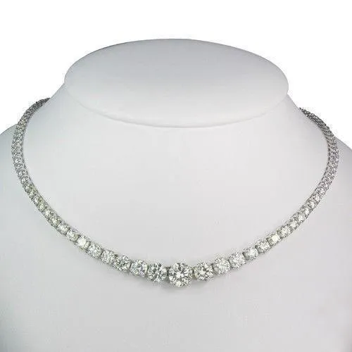 White Gold Sparkling Brilliant Cut 1400 Ct Natural Earth Mined Diamonds Necklace GB Necklaces