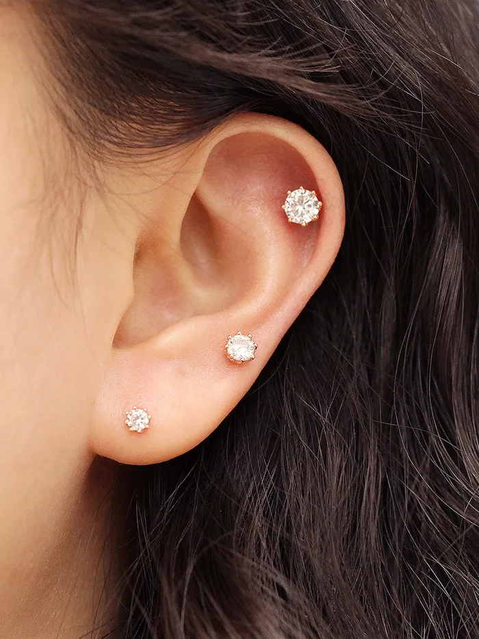 14K Gold Antique Cubic Cartilage Earring 20G18G MinimalBijoux Earrings