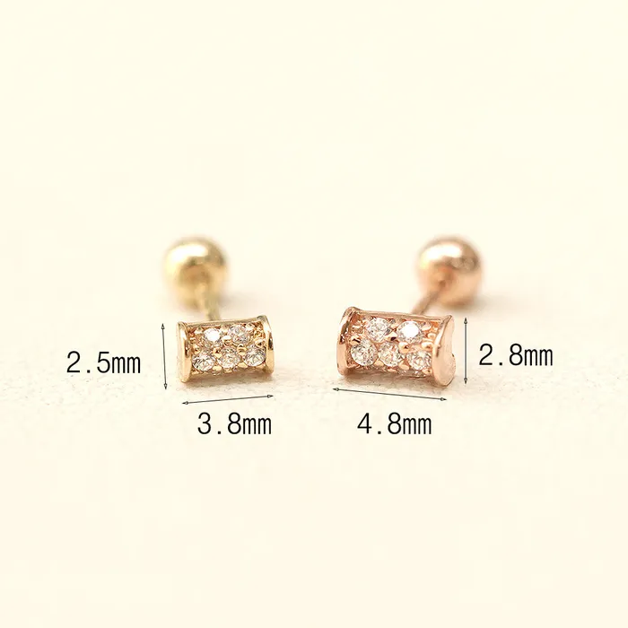 14K Gold Mini Hammer Cartilage Earring 20G18G16G MinimalBijoux Earrings