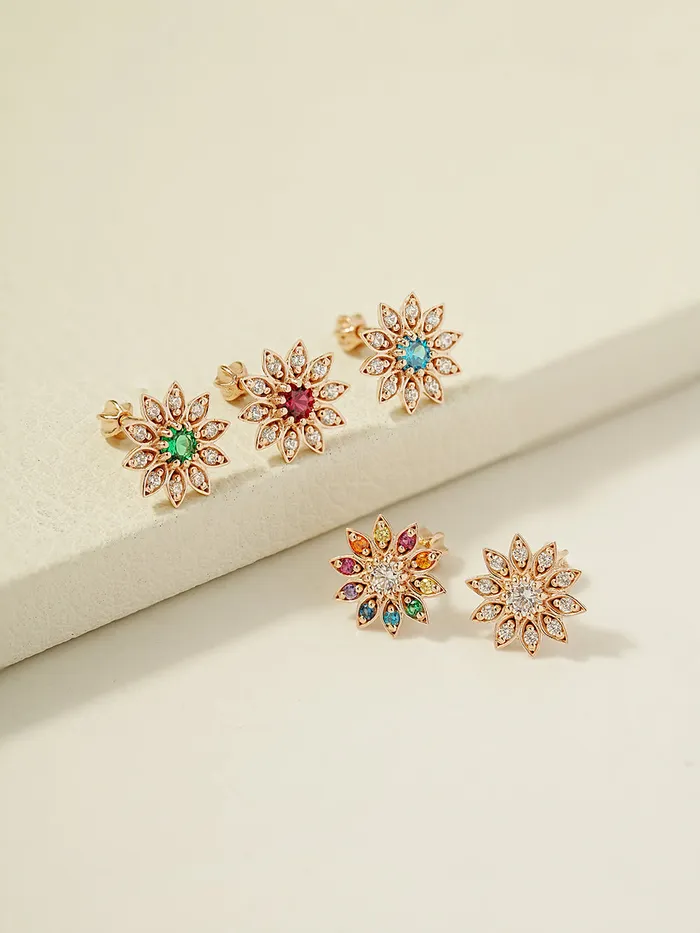 14K Gold Point Sunflower Cartilage Earring 18G16G MinimalBijoux Earrings