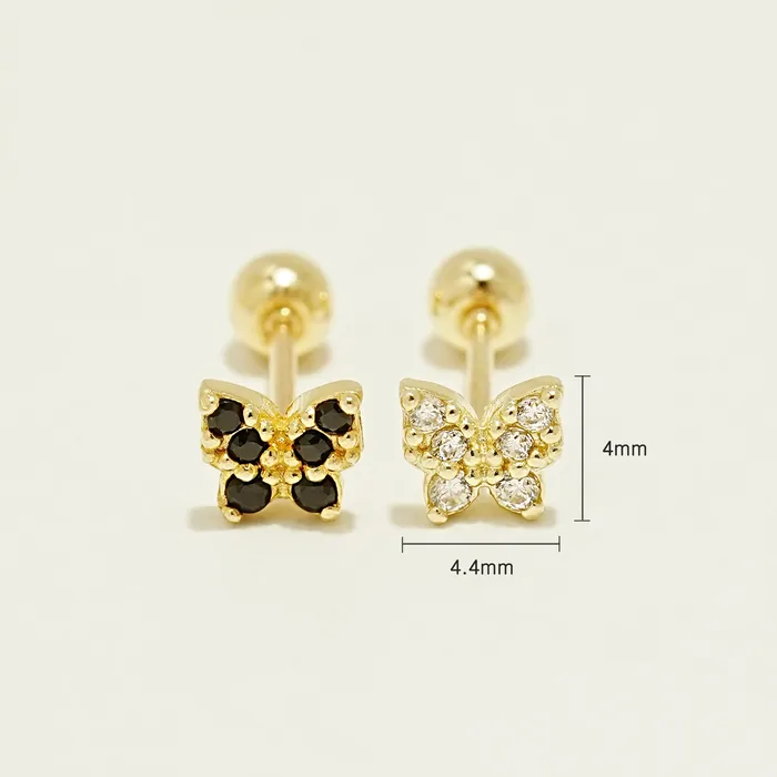 14K Gold Shining Butterfly Cartilage Earring 20G MinimalBijoux Earrings