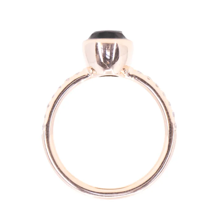323ct Oval ColorShifting Sapphire Bezel with French Set Diamonds in 18k Rose Gold Anueva Jewelry PreStyled Sets