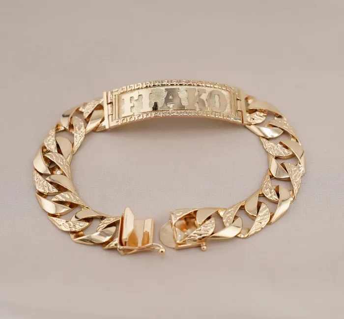 Bracelets AB and J 14k Gold Custom Solid ID Bracelet