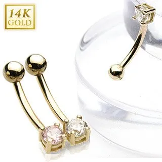 CZ Yellow 14k Gold Eyebrow Barbell Tulsa Body Jewelry PreStyled Sets