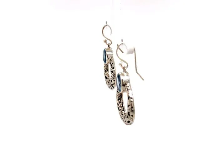 Earrings Samuel B Sacred Circle Earrings Blue Topaz