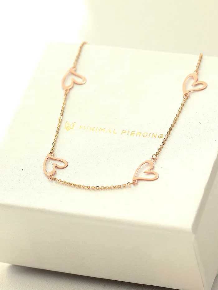 MinimalBijoux 14K Gold Lovely Heart Chain Anklet Bracelet Bracelets