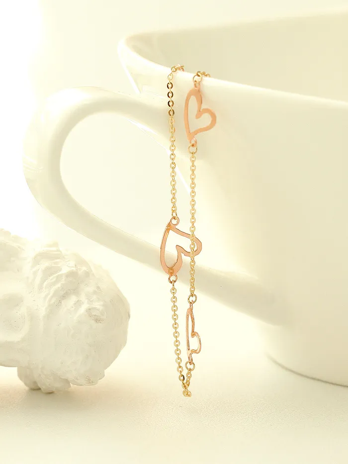 MinimalBijoux 14K Gold Lovely Heart Chain Anklet Bracelet Bracelets
