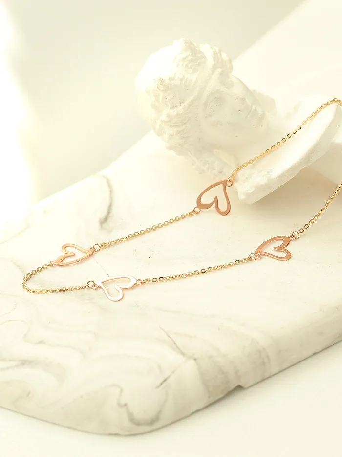 MinimalBijoux 14K Gold Lovely Heart Chain Anklet Bracelet Bracelets