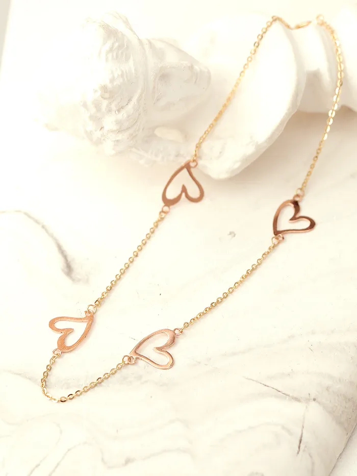 MinimalBijoux 14K Gold Lovely Heart Chain Anklet Bracelet Bracelets