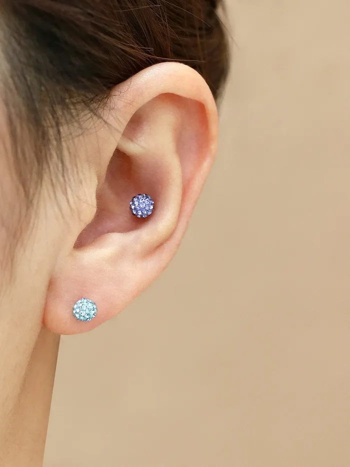 MinimalBijoux Earrings 14K gold color cubic ball cartilage earring 20g