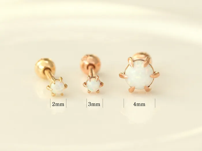 MinimalBijoux Earrings 14K Gold Opal Cartilage Earring 18G16G