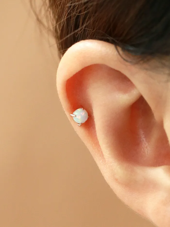 MinimalBijoux Earrings 14K Gold Opal Cartilage Earring 18G16G
