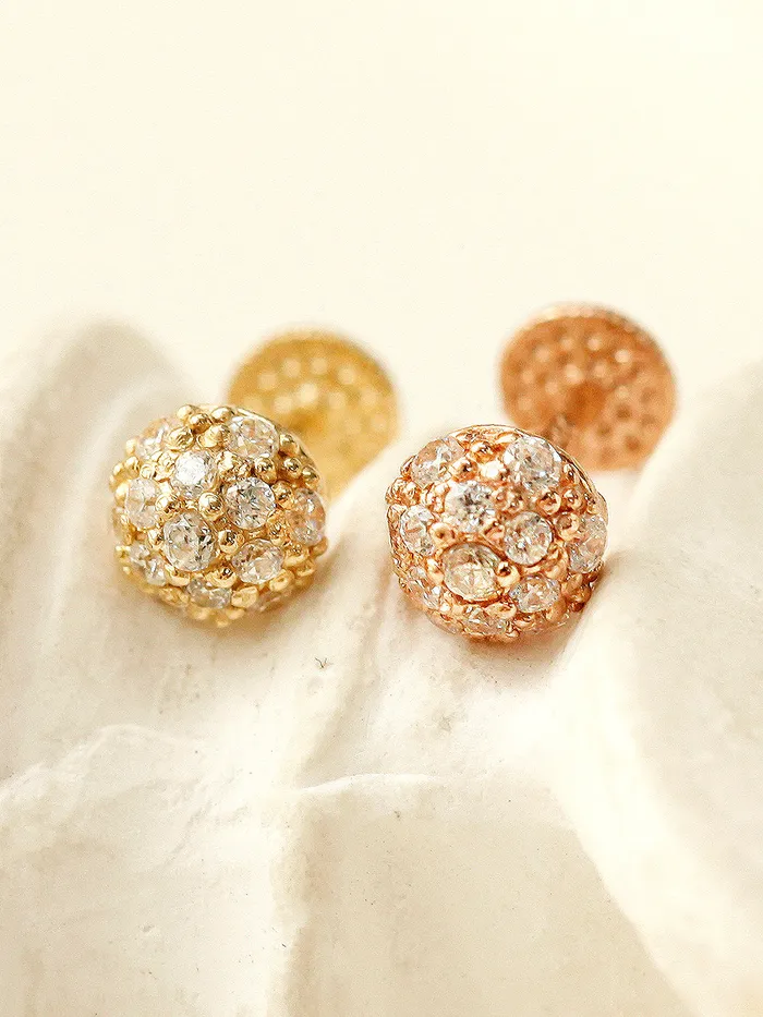 MinimalBijoux PreStyled Sets 14K Gold Cubic Hemisphere Labret Piercing 18G16G