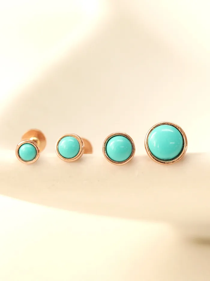 MinimalBijoux PreStyled Sets 14K Gold Round Opal Internally Threaded Labret Piercing 18G16G
