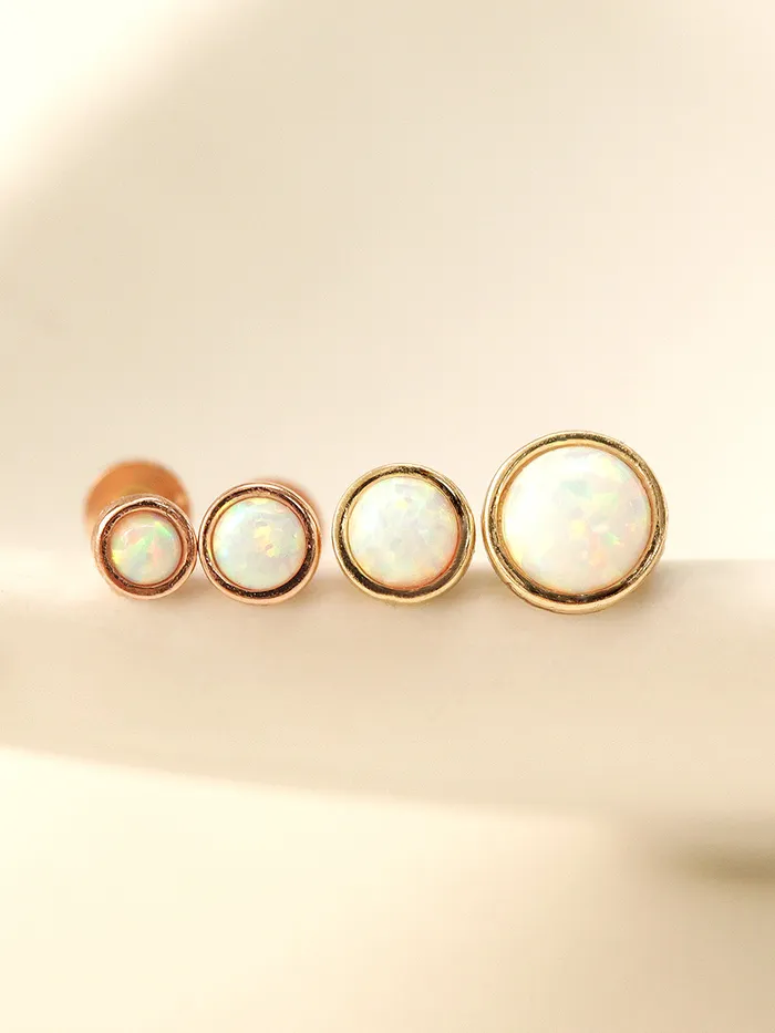 MinimalBijoux PreStyled Sets 14K Gold Round Opal Internally Threaded Labret Piercing 18G16G