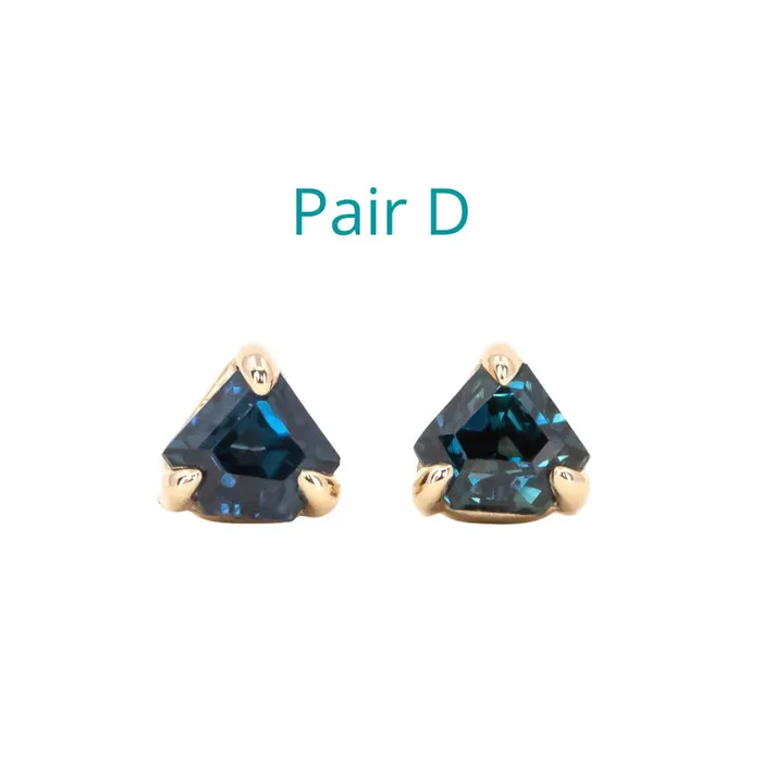 Shield Sapphire Stud Earrings in 14k Yellow Gold Anueva Jewelry Earrings