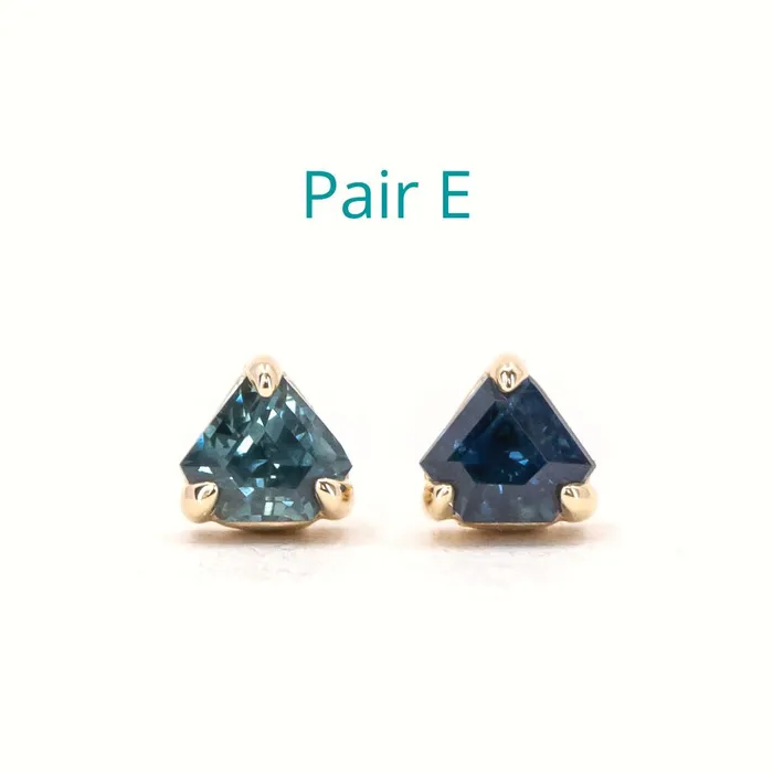 Shield Sapphire Stud Earrings in 14k Yellow Gold Anueva Jewelry Earrings