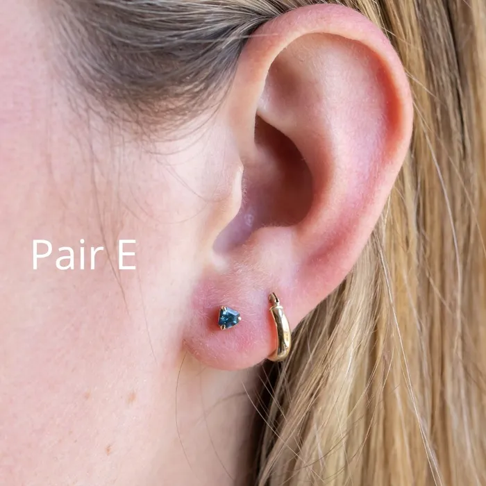 Shield Sapphire Stud Earrings in 14k Yellow Gold Anueva Jewelry Earrings