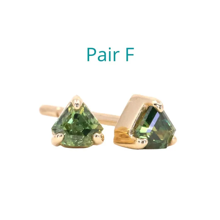 Shield Sapphire Stud Earrings in 14k Yellow Gold Anueva Jewelry Earrings