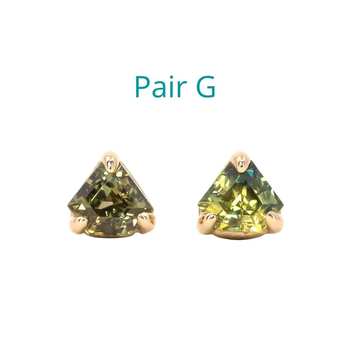 Shield Sapphire Stud Earrings in 14k Yellow Gold Anueva Jewelry Earrings