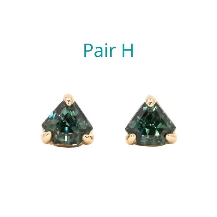 Shield Sapphire Stud Earrings in 14k Yellow Gold Anueva Jewelry Earrings