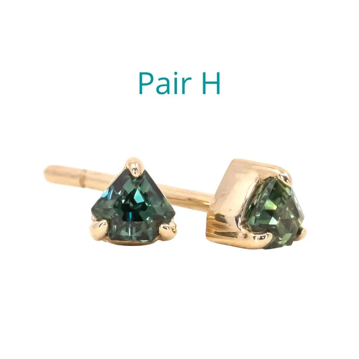 Shield Sapphire Stud Earrings in 14k Yellow Gold Anueva Jewelry Earrings