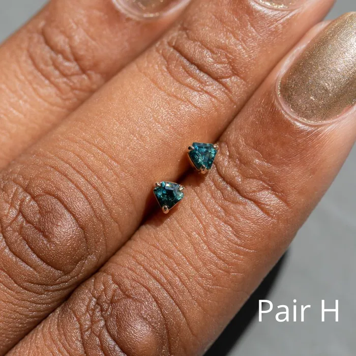 Shield Sapphire Stud Earrings in 14k Yellow Gold Anueva Jewelry Earrings