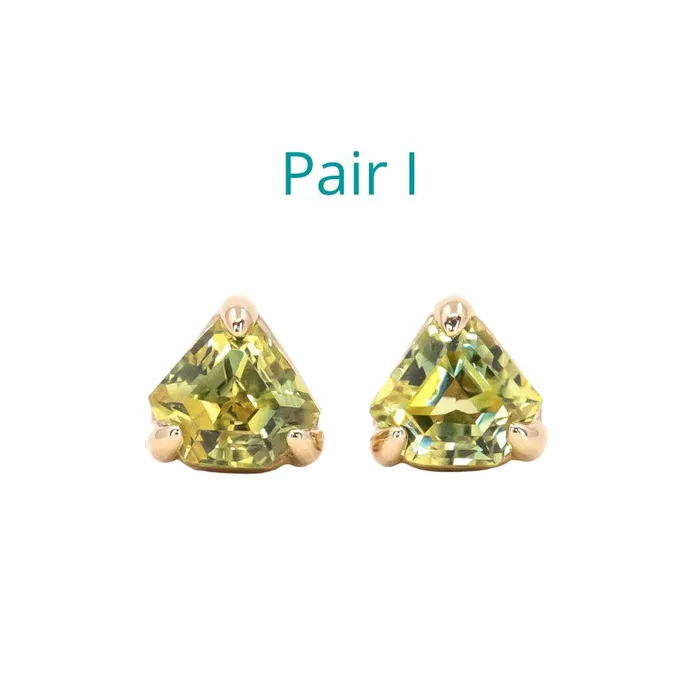 Shield Sapphire Stud Earrings in 14k Yellow Gold Anueva Jewelry Earrings
