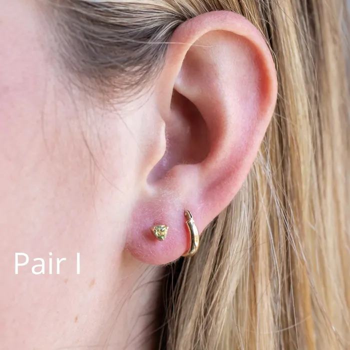 Shield Sapphire Stud Earrings in 14k Yellow Gold Anueva Jewelry Earrings