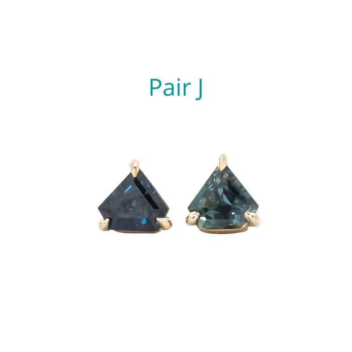 Shield Sapphire Stud Earrings in 14k Yellow Gold Anueva Jewelry Earrings