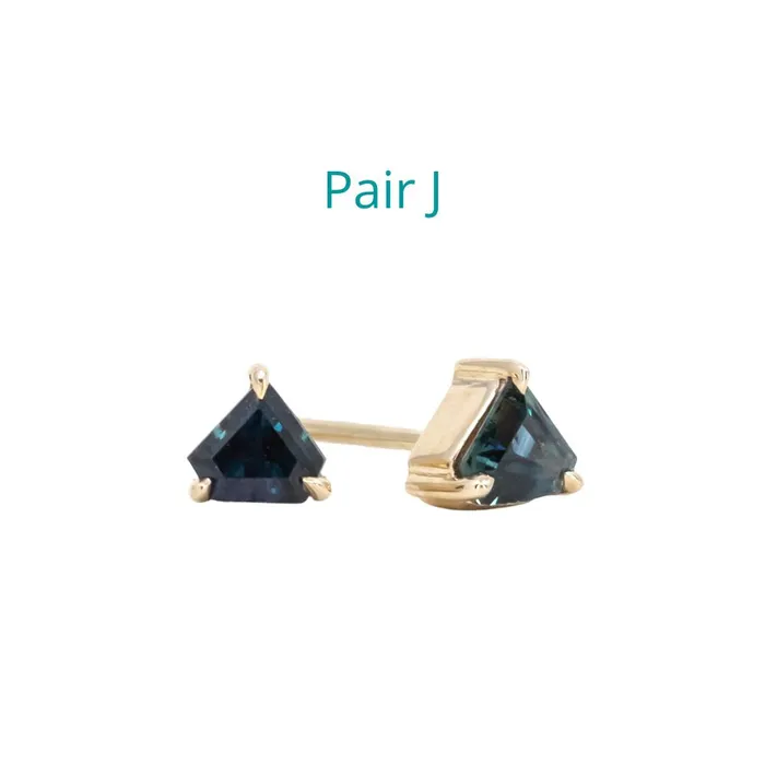 Shield Sapphire Stud Earrings in 14k Yellow Gold Anueva Jewelry Earrings