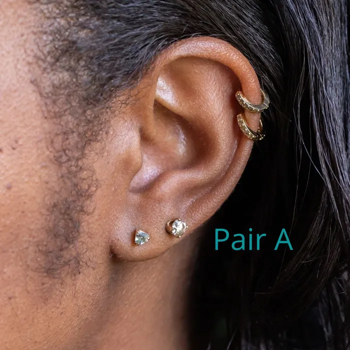 Shield Sapphire Stud Earrings in 14k Yellow Gold Anueva Jewelry Earrings