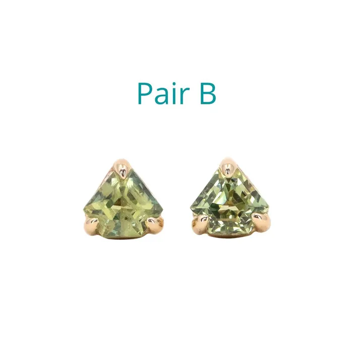 Shield Sapphire Stud Earrings in 14k Yellow Gold Anueva Jewelry Earrings