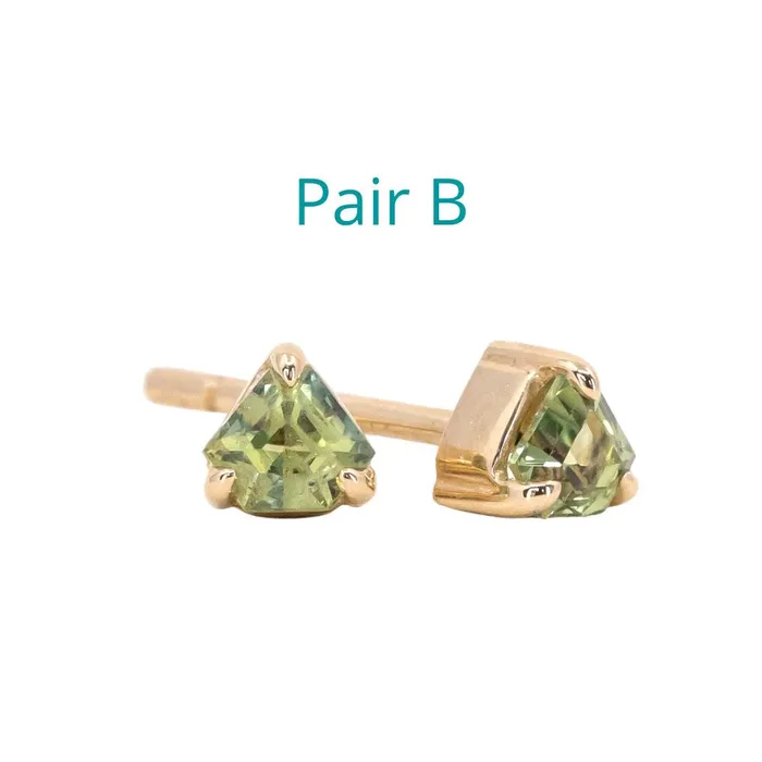 Shield Sapphire Stud Earrings in 14k Yellow Gold Anueva Jewelry Earrings