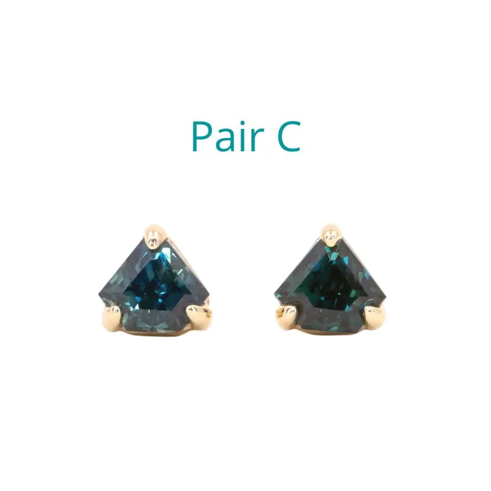 Shield Sapphire Stud Earrings in 14k Yellow Gold Anueva Jewelry Earrings
