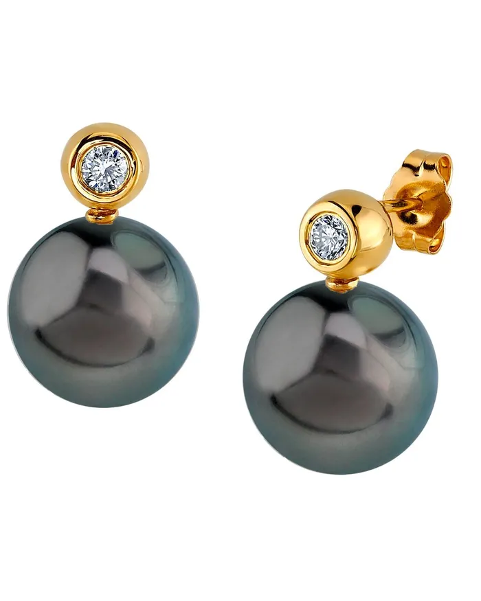 SPT Tahitian South Sea Pearl Diamond Honor Earrings Earrings