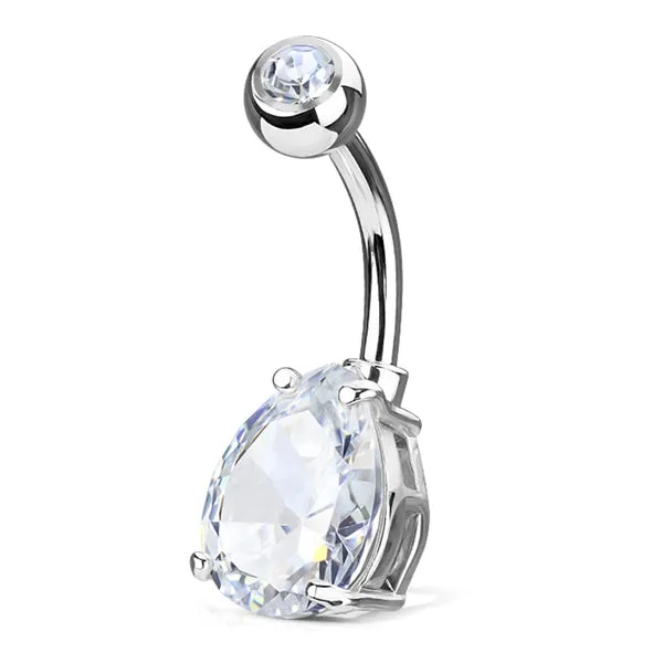 Teardrop CZ Belly Ring Tulsa Body Jewelry Rings