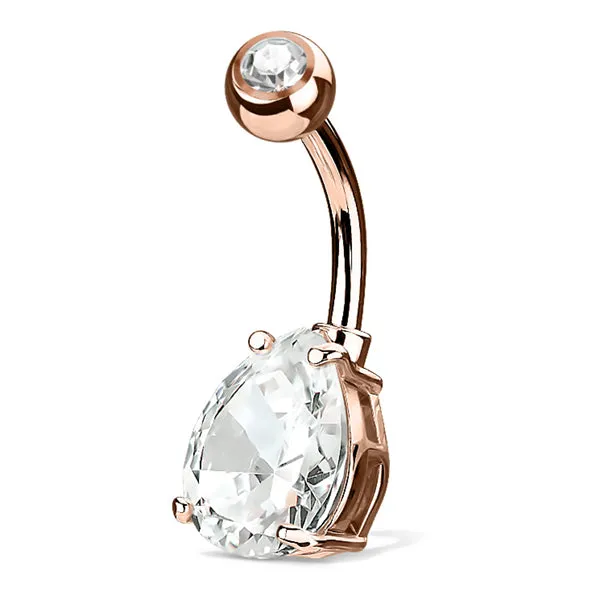 Teardrop CZ Belly Ring Tulsa Body Jewelry Rings